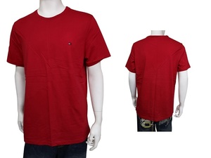 ts-09T3139-608Red-M トミーヒルフィガー TOMMY HILFIGER 半袖Ｔシャツ クルーネック ワンポイント USサイズ レッド M