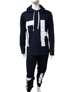 nset-TOMMY-Nv-L TOMMY HILFIGER トミーヒルフィガー メンズ 長袖 セットアップ 上下セット ルームウェア ネイビー L