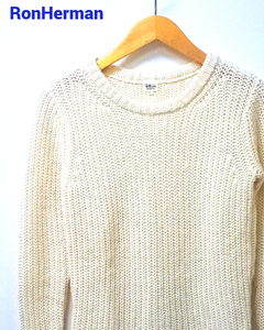 XS【Ron Herman KNIT ロンハーマン コットンウールミドルゲージニット 421080066-1071 ナチュラル セーター クルーネック プルオーバー】