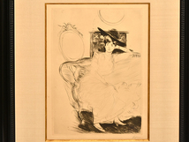 【真作】ポール・セザール・エリュー Paul Csar Helleu 銅版画 夫人像 鉛筆サイン 額装あり 版画 銅版 エッチング 絵画 書画 　 y0746_画像2