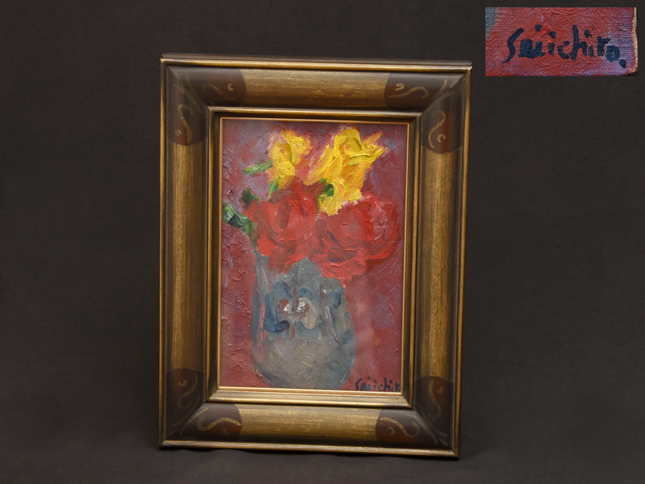画家haru 油彩画[薔薇] 真作、原画、一点物、絵のサイズ385×295特寸 