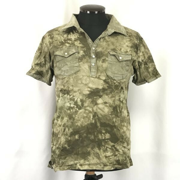 ABAHOUSE★半袖ポロシャツ【Mens size -M/2/Khaki/カーキ/タイダイ柄】Tops/Shirts◆BH248