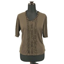 Made in Japan★BRUNO PIRTTELLI/ブルーノピアッテリ★フリル/半袖カットソー【women’s size -40/茶/brown】Tops/Shirts◆BH37_画像1