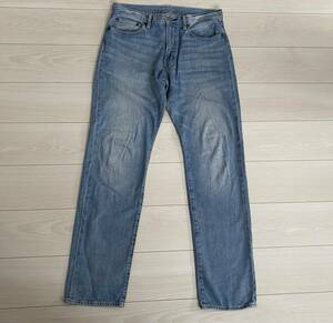 ★ジーユー GU メンズ レギュラージーンズ+E デニムパンツ W33 薄青 BLUE★