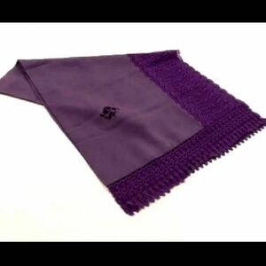 正絹　切りビロード花唐草模様　和装ショール　濃い紫色