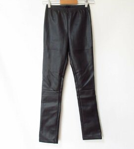 美品 22AW MM6 エムエムシックス Maison Margiela フェイクレザー Fake Leather slim pants イージースキニーパンツ 34 黒 034