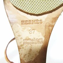 美品 HERMES エルメス キャンバス×レザー アンクルストラップ ウェッジソール サンダル 37 約24cm ベージュ_画像7