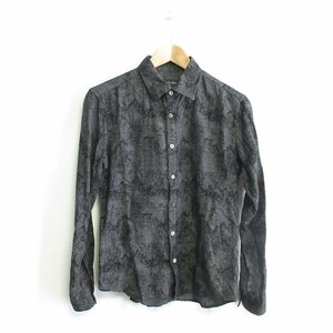 美品 18AW TORNADO MART トルネードマート 総柄 長袖 シャドーグレンチェック ジャガード シャツ 631-8273003 L ブラック 黒系