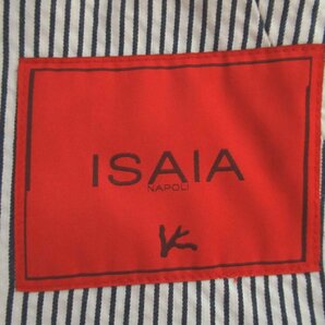 クリーニング済 美品 ISAIA Napoli イザイア MORFEO シアサッカーストライプ 2B シングル テーラードジャケット サイズ54 白×紺 C0304の画像8