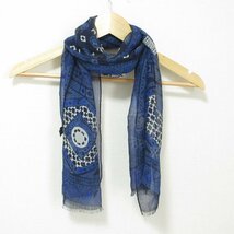 美品 ETRO エトロ 総柄 シルク100％ マフラー ストール 青 ブルー 305_画像1