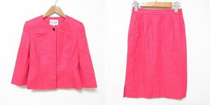 美品 miss ashida ミスアシダ セットアップ ノーカラージャケット ひざ丈 スカート サイズ9 ピンク