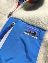 美品【アラスカブルー】Patagonia パタゴニア レトロX フリースジャケット キッズ XL (レディースM～L相当) ナチュラル×ブルー 即完売_画像6