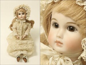 ビスクドール 刻印有 mw 2004 DOLLWORLD ドレスを着た女の子 西洋人形 少女人形