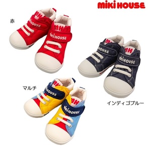 Это быстрое решение! [Miki House] Новый неиспользованный ♪ Mikihouse 14cm логотип MH ☆ Canvas ☆ вторая детская обувь