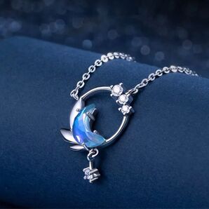 三日月 ムーンストーン ネックレス silver925