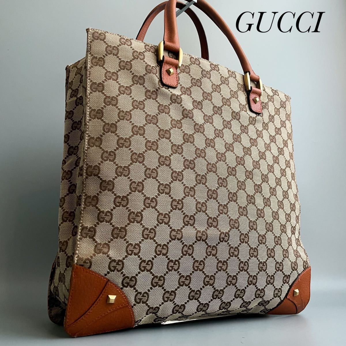 極美品 GUCCI バンブー トートバッグ GGキャンバス スタッズ レア色-