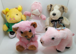  animal soft toy 5 body set bear pig giraffe wani dog 