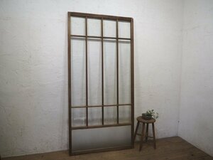 taJ0296*(1)[H187cm×W92cm]* antique *.... glass. large tree frame sliding door * fittings wave glass door sash old Japanese-style house retro Taisho romance L pine 