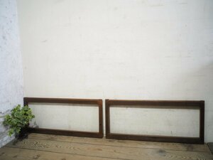 yuJ0436*(1)[H38cm×W88cm]×2 sheets * width length size. small ... old tree frame glass door * fittings sliding door sash small window Akira . taking . retro Vintage A under 