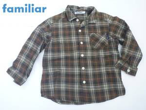  beautiful goods familiar Familia * tea Brown check pattern long sleeve shirt 110