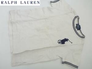 ポロラルフローレン ★白×紺　ビックポニー刺繍　ポロシャツ生地のようなしっかり素材　半袖　シャツ　　110