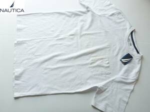 新品 NAUTICA（ノーティカ）★メンズ　白　ホワイト　ポロシャツ生地　Tシャツ　M　訳あり