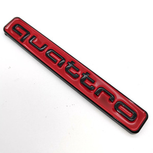 Audi quattro クワトロ エンブレム ステッカー 9.5×1.4　赤黒2個セット