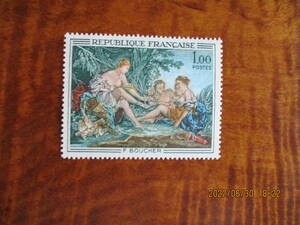 フランス美術切手　ブーシェ画「狩りの帰りのダイアナ」　19670年　未使用　フランス共和国　VF/NH