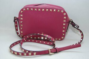 [USED/B]VALENTINO GARAVANI Valentino ga Raver ni# studs shoulder bag # pink 