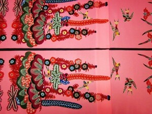 【京わぎれ】ポリエステル 琉球衣装(松打掛) 紅型 ピンク地 13m 少難品③