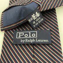 POLO by RALPH LAUREN（ ポロバイラルフローレン） ネイビー赤ストライプネクタイ_画像1