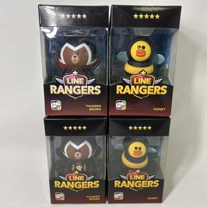 【美品】LINE RANGERSラインレンジャー サンダーブラウン ハニー 5つ星 フィギュア 2体ずつ計4個 セット レンジャーズ レンジャース 金 銀