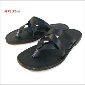 39mk nationwide free shipping made in Japan Tokushima cow leather leather tongs sandals / black 