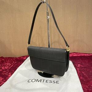 極美品 近年モデル COMTESSE コンテス メッシュ金具 ホースヘアー 馬毛 レザー 肩掛けバッグ ショルダーバッグ