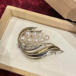  ultimate beautiful goods SILVER silver K18 18 gold book@ pearl pearl 8 bead brooch 