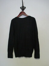 H＆M 黒Vネックコットンナイロンニット（USED）31523_画像3