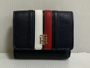 ☆未使用 TOMMY HILFIGER トミーヒルフィガー 二つ折り財布 Wホック グローバルストライプスモールウォレット 財布 二つ折り