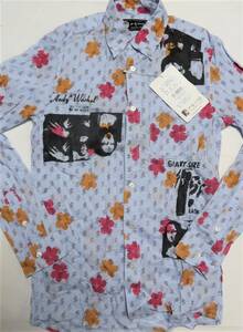 { free shipping * unused } Anne ti- War hole Andy Warhol flower mona Liza cotton 100% long sleeve shirt size :S /HISTERIC GLAMOUR