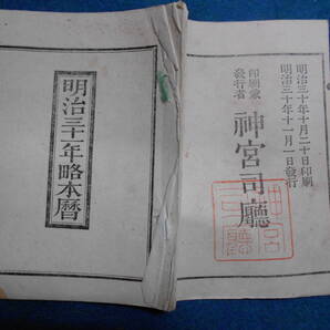 即決 1898(明治31)年『略本暦』天文暦学書、明治期和本明治期暦、明治の暦 旧暦、太陽暦本略、太陽暦 八卦、卜占、陰陽師 、二十八宿、