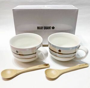 新品未使用【2個セット】MARY QUANT スープカップ マグカップ+スプーン付★ノベルティ品 マリークワント★即決