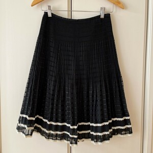 H2277cL LOUNIE Lounie размер 38 (M ранг ) юбка в складку юбка-клеш колени длина юбка черный женский подкладка имеется сделано в Японии ткань 