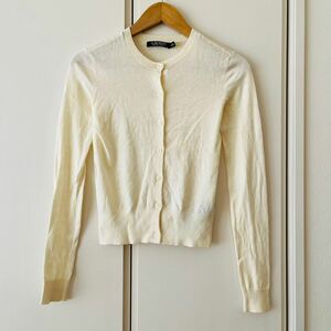 H2302ch【Lauren Ralph Lauren | ラルフ ローレン】長袖カーディガン サイズ 150(XXS) レディース ニット クルーネック アイボリー