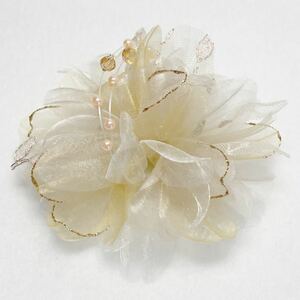  corsage 12T1001 eggshell white / Gold pearl * rhinestone attaching 