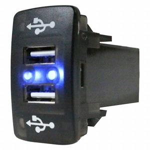 ホンダAタイプ N BOX＋カスタム H24.7～現在 LED/ブルー 2口 USBポート 充電 12V 2.1A 増設 パネル USBスイッチホールカバー 電源