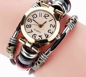 【新品・未使用】女性用 腕時計 ファッション ヴィンテージ 革ストラップ カジュアル 女性クォーツ時計 レディース腕時計