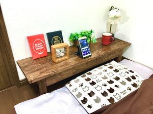 Art hand Auction Handmade short nightstand TV board (dark teak color), handmade works, furniture, Chair, table, desk