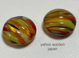  glass kaboshon2 piece Germany Vintage 12 millimeter round small colorful ②