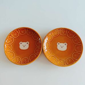 クマ 皿 プレート 取り皿 小皿 新品 ２枚 テディーベア くまさん ブラウン カフェ 可愛い　食器　くま皿　平皿　離乳食