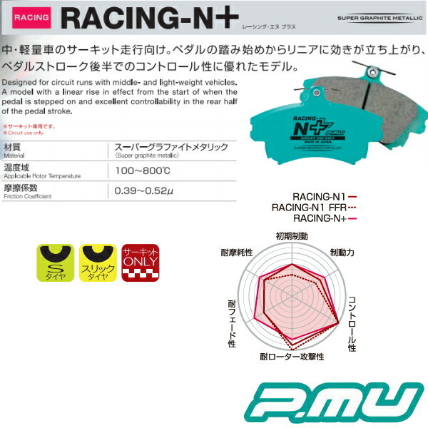 プロジェクトミューμ RACING-N+ブレーキパッドF用 DS17Wタウンボックス 15/3~ プロジェクトミューμ RACING-N+ブレーキパッドF用 DS17Wタウンボックス 15/3~