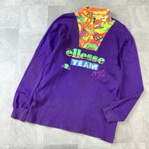 OLD ellesse エレッセ ハーフジップ 長袖Tシャツ ロングスリーブ メンズ S相当 パープル アウトドア_画像1